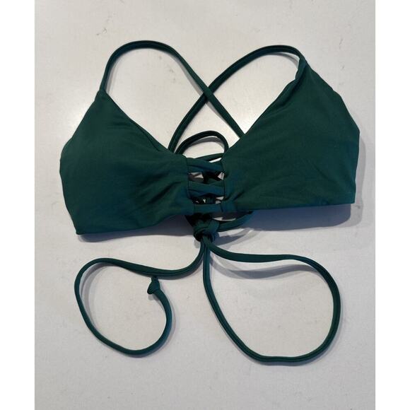 L Space Women’s Size XS Strappy Back Green Bikini Top Swim Sexy Vacation Travel - Picture 1 of 7